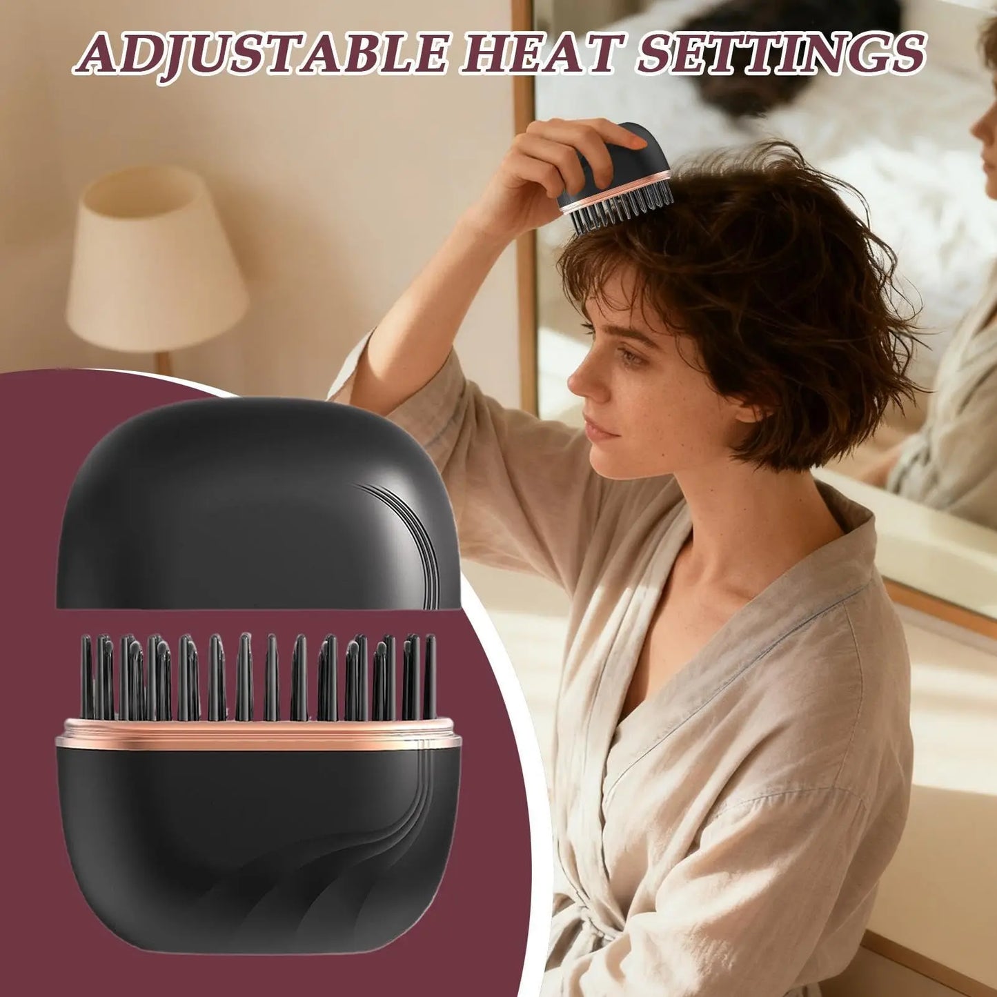 2025 New Mini Straightener Rechargeable Portable Hair Straightener Brush Anti-Scald Shell Cordless USB Charging Straighteners