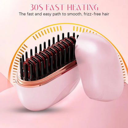 2025 New Mini Straightener Rechargeable Portable Hair Straightener Brush Anti-Scald Shell Cordless USB Charging Straighteners